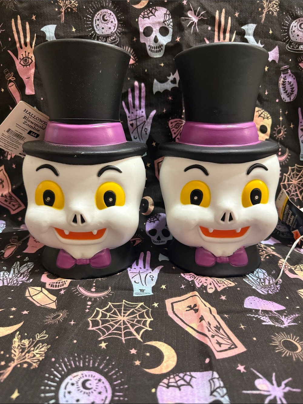 Halloween blowmold zombie LED illuminated eyes both new with tags